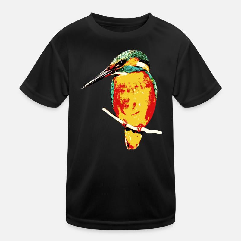 Lebendige Vogelkunst auf Textilien - Kinder Funktions-T-Shirt - Schwarz
