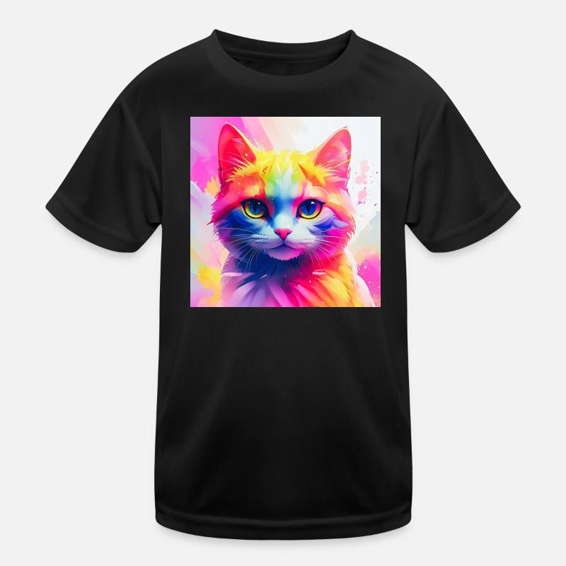Œuvre d’art vibrante de chat arc-en-ciel T-shirt sport Enfant