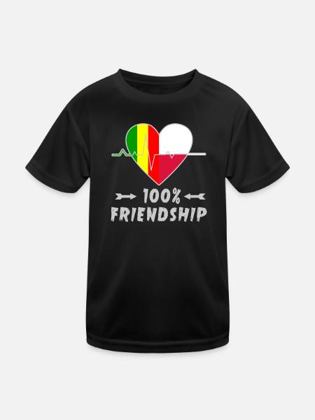 Mali and Poland 100% friendship - Kids Functional T-Shirt - black - Front