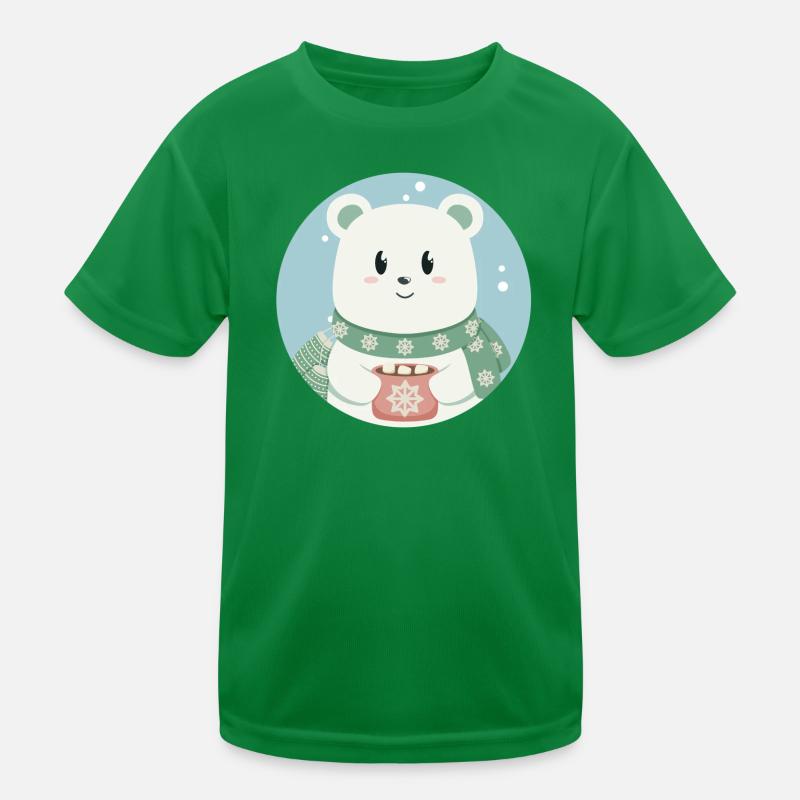 Süßer Eisbär in Weihnachtsstimmung Kinder Funktions-T-Shirt