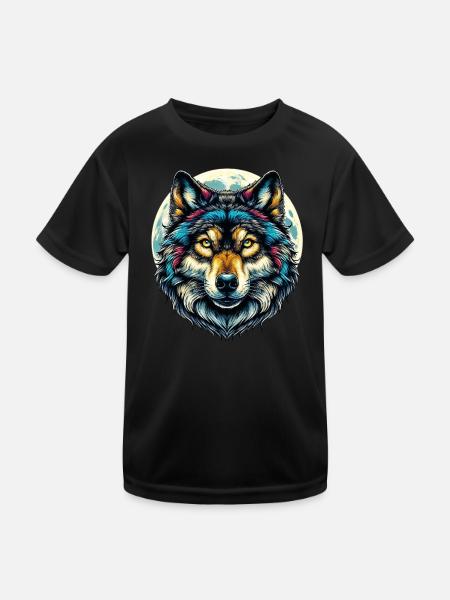 Wolf - Kids Functional T-Shirt - black - Front