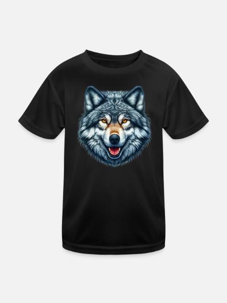 Wolf - Kids Functional T-Shirt - black - Front