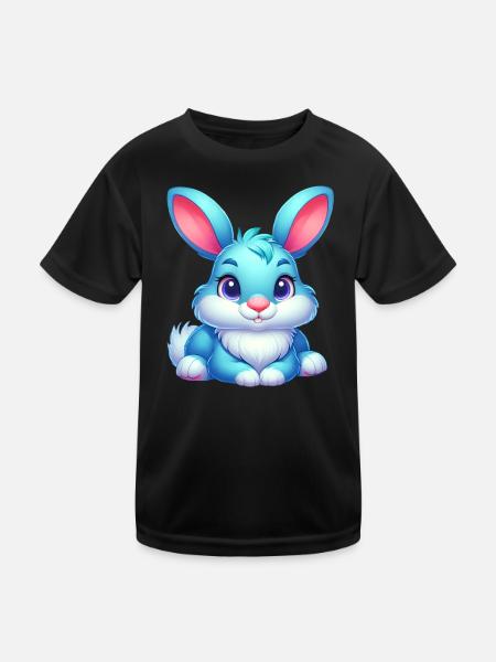 Kaninchen - Kinder Funktions-T-Shirt - Schwarz - Vorne