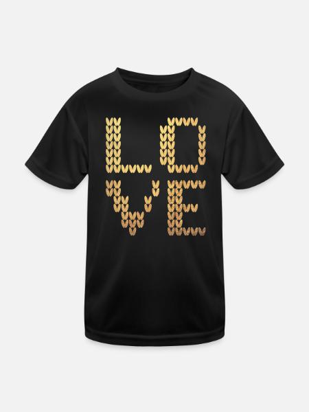 Love Gold Strick Liebe Luxus Strick exklusiv - Kinder Funktions-T-Shirt - Schwarz - Vorne