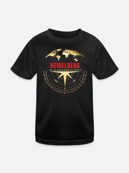 Koordinaten Heidelberg - Kinder Funktions-T-Shirt - Schwarz