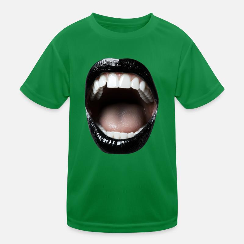 Open mouth with black lipstick Kids Functional T-Shirt