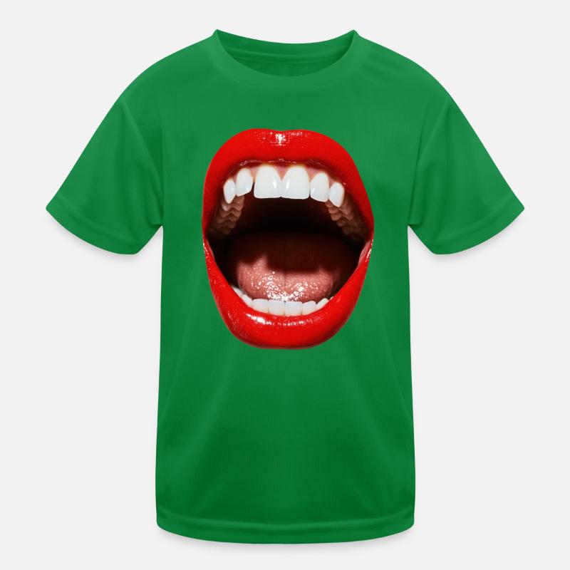 Open mouth with red lipstick Kids Functional T-Shirt