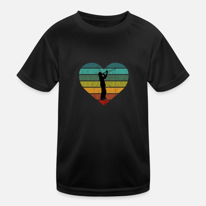 Posaunist Silhouette Posaune Retro Herz Kinder Funktions-T-Shirt