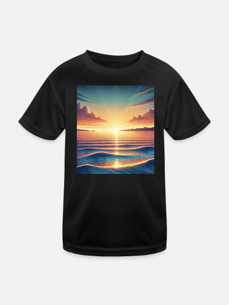 Magischer Sonnenaufgang am Horizont - Kinder Funktions-T-Shirt - Schwarz - Vorne