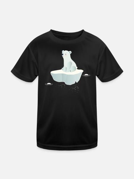 Träumender Eisbär auf einer Eisscholle - Kinder Funktions-T-Shirt - Schwarz - Vorne