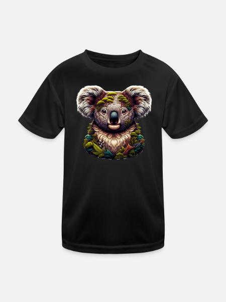 Koala - Kinder Funktions-T-Shirt - Schwarz - Vorne