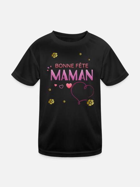 Bonne Fete Maman - Kinder Funktions-T-Shirt - Schwarz - Vorne