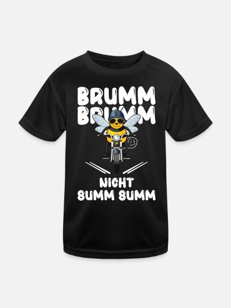 Biene Motorrad brumm brumm nicht summ summ weiß - Kinder Funktions-T-Shirt - Schwarz - Vorne