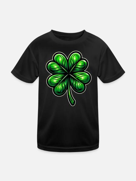 Four-leaf clover - Kids Functional T-Shirt - black - Front