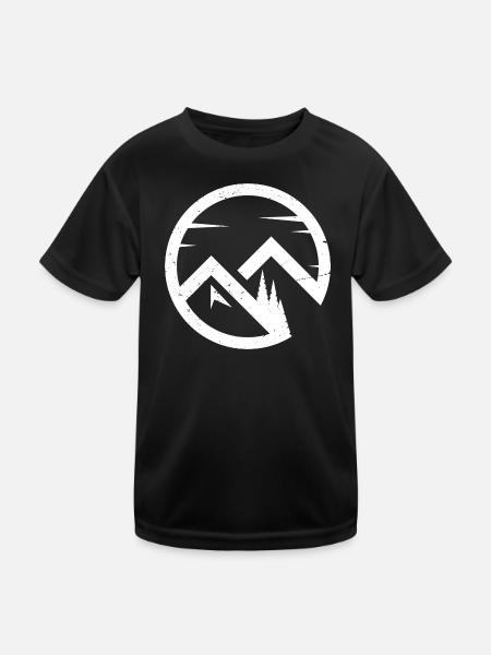 Circular Mountain Emblem - Kids Functional T-Shirt - black - Front