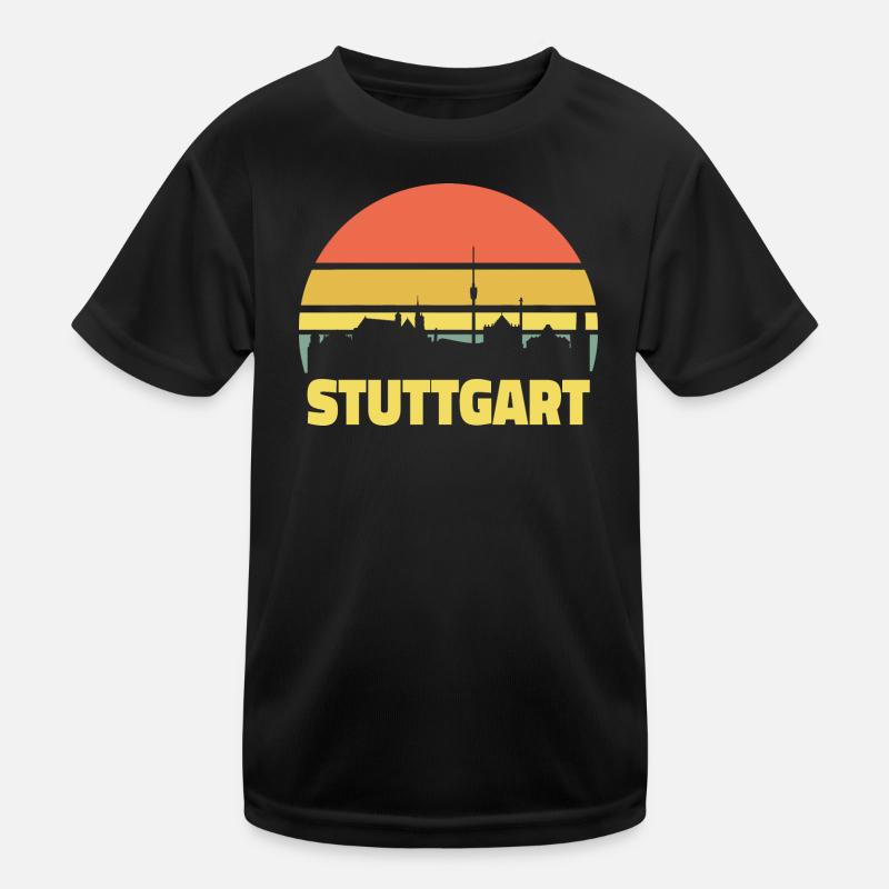 Stuttgart Skyline Retro Vintage Silhouette Kinder Funktions-T-Shirt