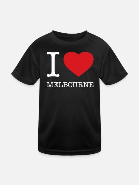 I LOVE MELBOURNE - Kinder Funktions-T-Shirt - Schwarz - Vorne