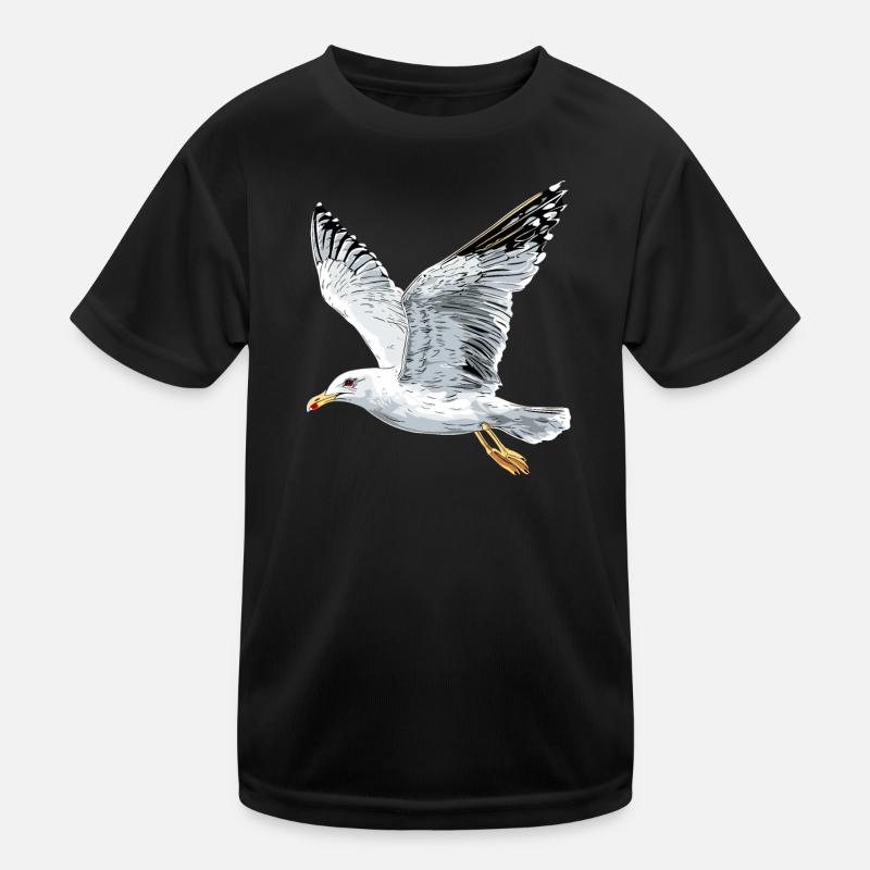 Möwe Strand Meer Nordsee Ostsee Silbermöwe Möwen - Kinder Funktions-T-Shirt - Schwarz