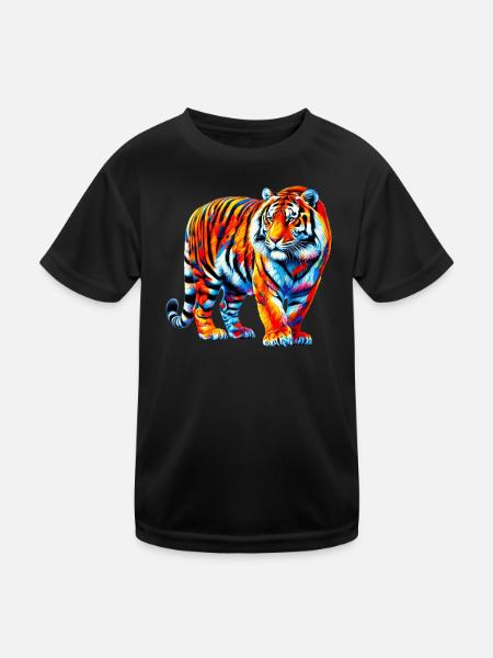 Tiger - Kinder Funktions-T-Shirt - Schwarz