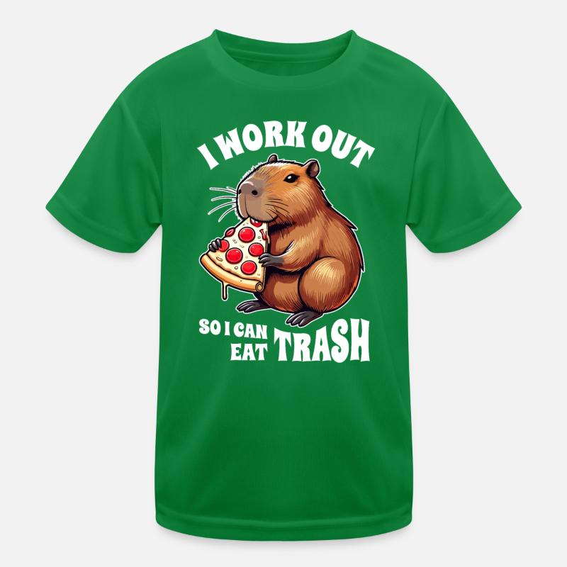 I train so I can eat garbage, capybara Kids Functional T-Shirt