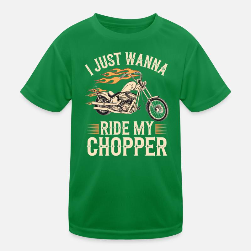Flaming Chopper Motorcycle Kids Functional T-Shirt