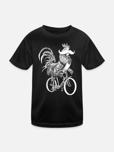 Rooster & Bicycles - weiße Version - Kinder Funktions-T-Shirt - Schwarz - Vorne
