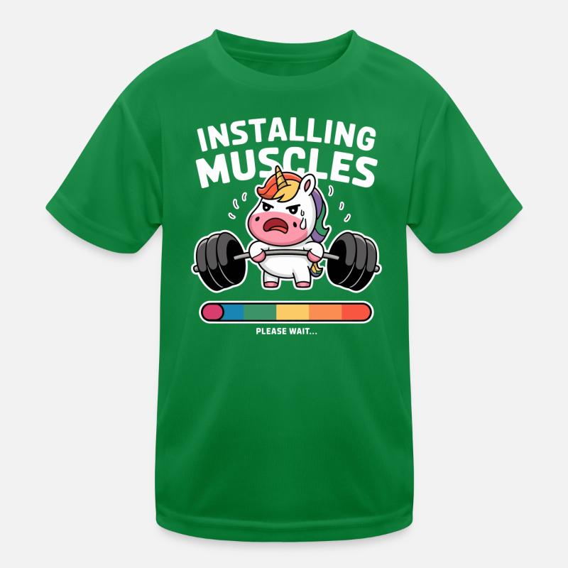 Einhorn hebt Gewichte Laden Kinder Funktions-T-Shirt