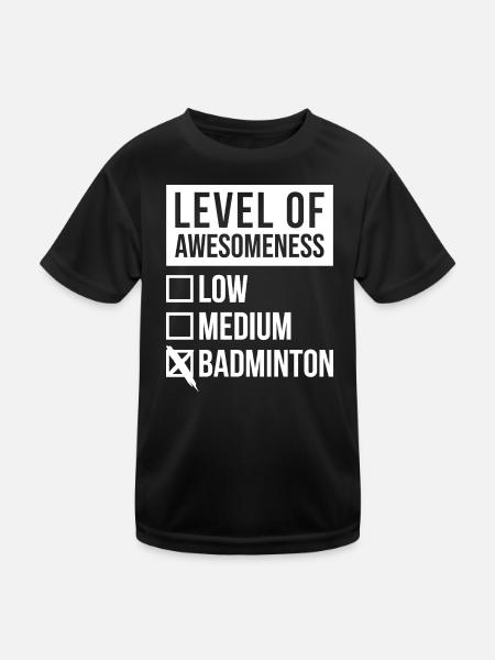 Badminton Badminton Badminton - Kinder Funktions-T-Shirt - Schwarz - Vorne