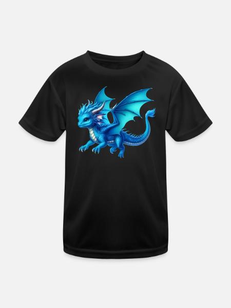 Drache - Kinder Funktions-T-Shirt - Schwarz