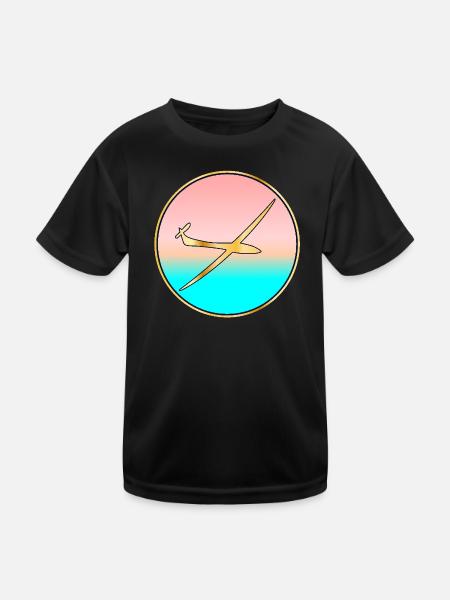 MEER SONNENUNTERGANG SEGELFLUGZEUG - Kinder Funktions-T-Shirt - Schwarz - Vorne