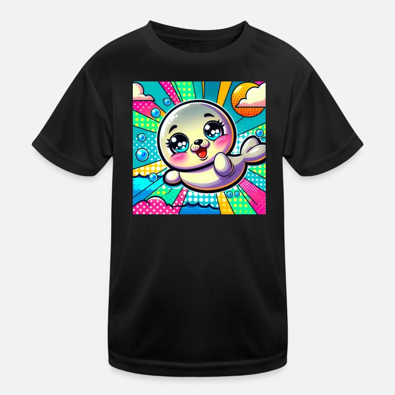 Bunte robbe Kinder Funktions-T-Shirt