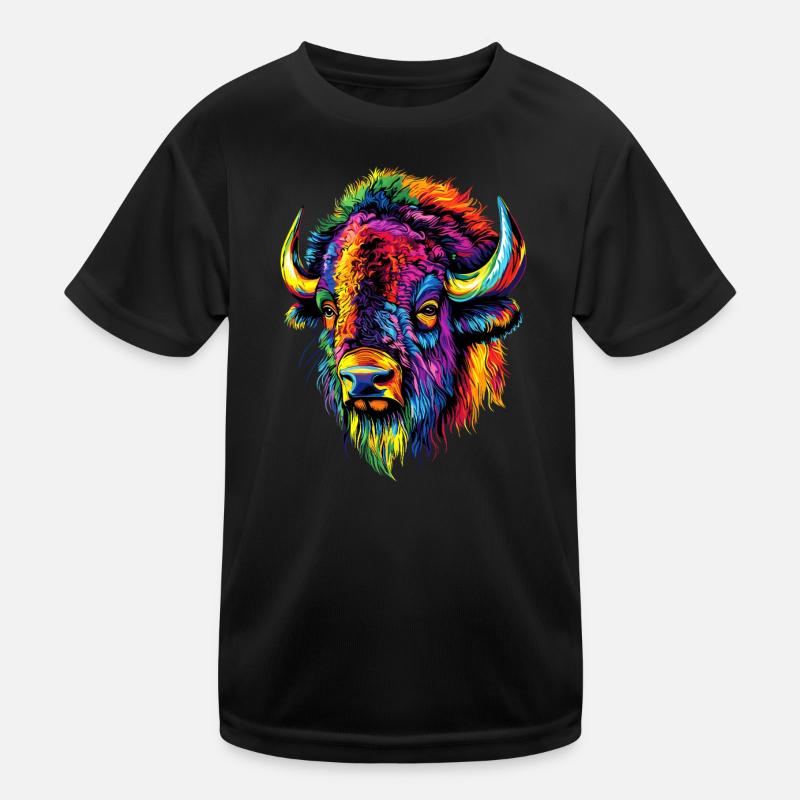 Bison, Bison, Wild Cattle, Buffalo, American Bison Kids Functional T-Shirt