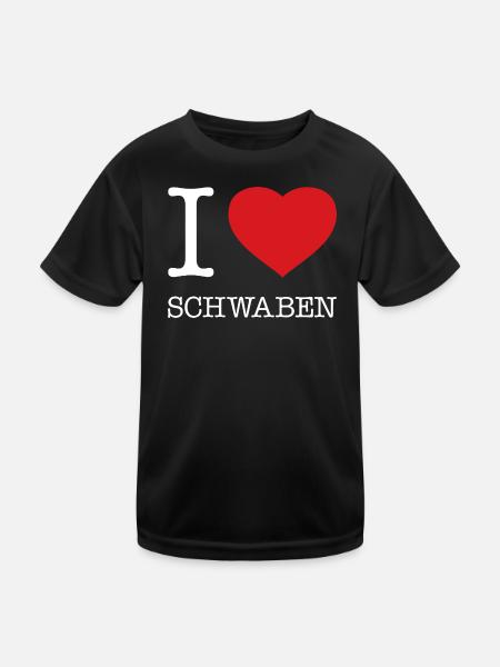 I LOVE SCHWABEN - Kinder Funktions-T-Shirt - Schwarz - Vorne