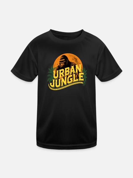 Urban Jungle Logo Farbe - Kinder Funktions-T-Shirt - Schwarz - Vorne