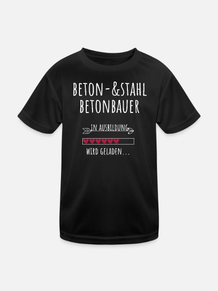 Beton und Stahlbetonbauer Ausbildung Beruf - Kinder Funktions-T-Shirt - Schwarz - Vorne