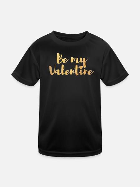Be my Valentine Valentinstag Liebe Herz I love you - Kinder Funktions-T-Shirt - Schwarz - Vorne