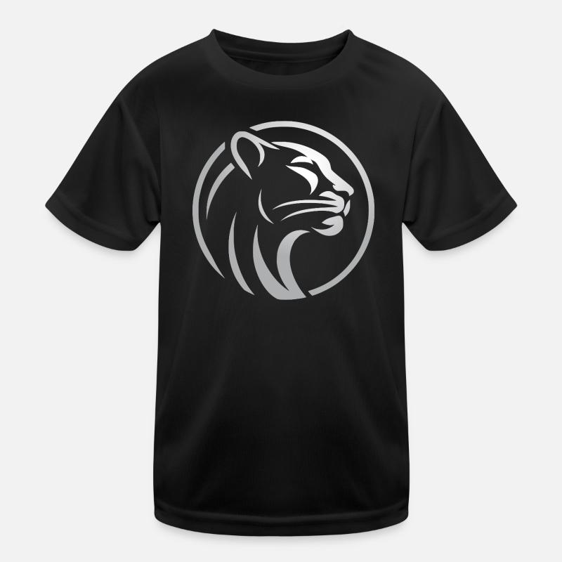 Pantherkopf - Kinder Funktions-T-Shirt - Schwarz