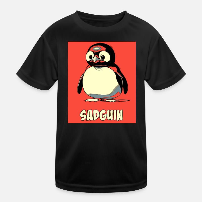 SADGUIN triste pingouin style bande dessinée T-shirt sport Enfant