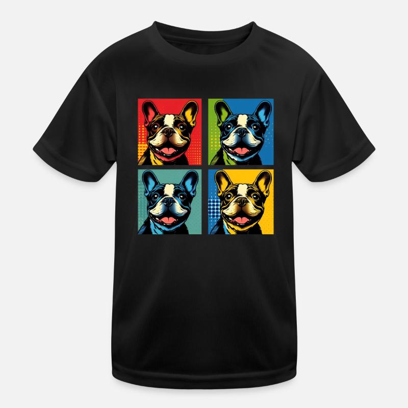 Frenchie Pop Art Bubbles, Pancake, Chonk, Nibbles Kids Functional T-Shirt