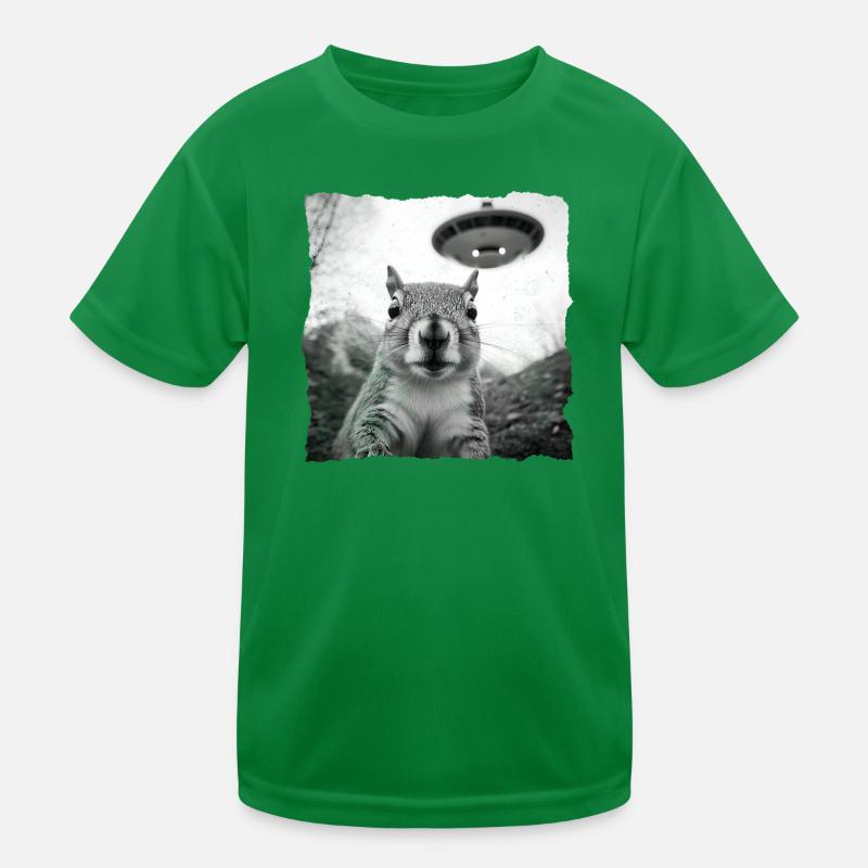 Alien Eichhörnchen Begegnung – Lustiges Sci-Fi Kinder Funktions-T-Shirt