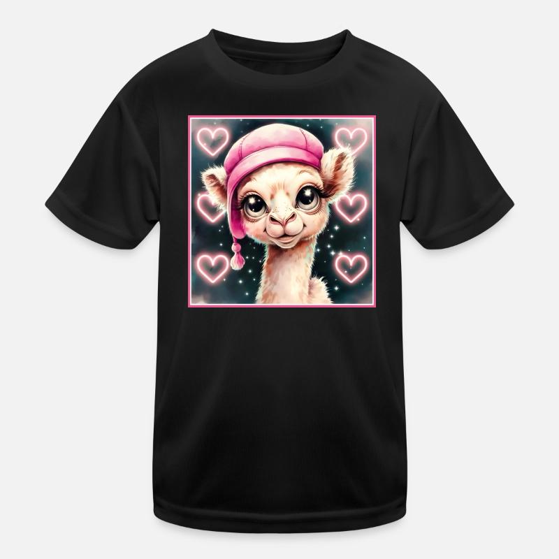 Camel with Sleepy Cap - Kids Functional T-Shirt - black