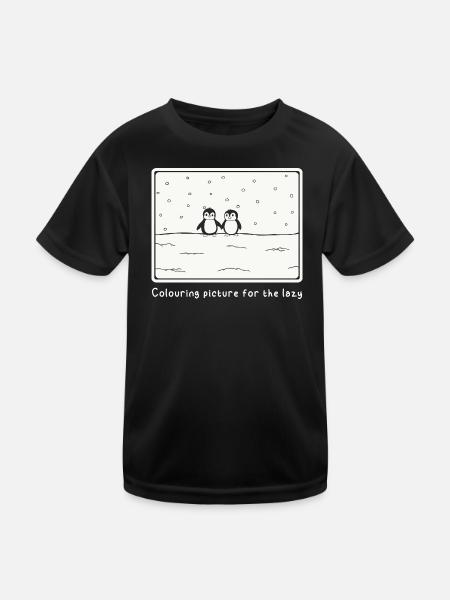 Coloring page for the lazy - Kids Functional T-Shirt - black - Front