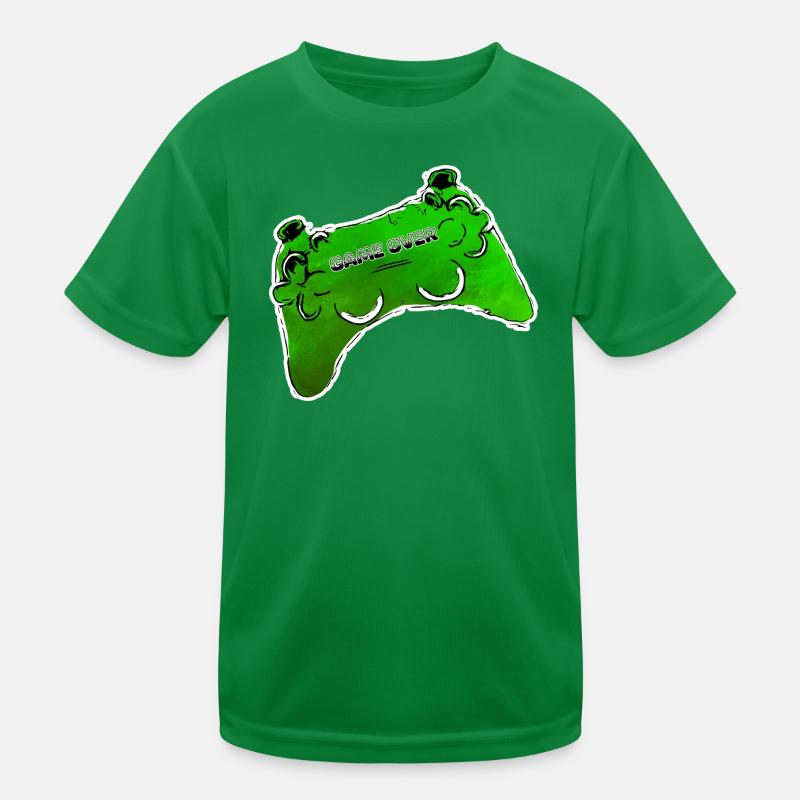 gruener Comic Controller mit Text GAME OVER Kinder Funktions-T-Shirt