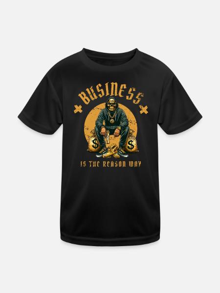 Gangster Leben - Kinder Funktions-T-Shirt - Schwarz - Vorne
