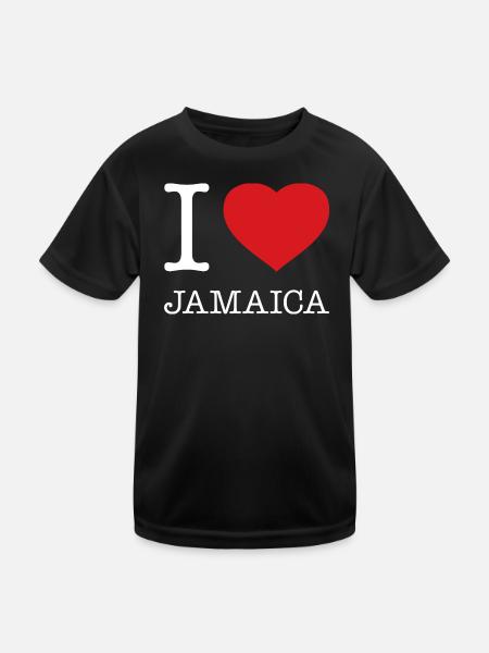 I LOVE JAMAICA - Kinder Funktions-T-Shirt - Schwarz - Vorne