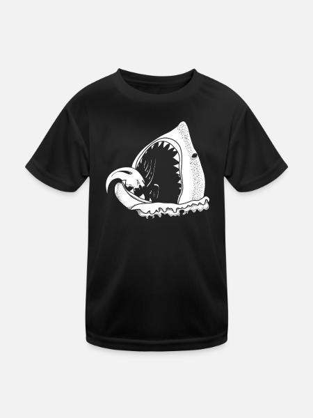 white shark - Kinder Funktions-T-Shirt - Schwarz