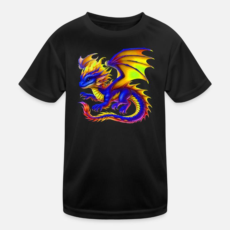 Drache - Kinder Funktions-T-Shirt - Schwarz