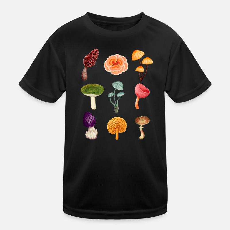 T-shirt Unusual Forest Mushrooms Pattern Gift Kids Functional T-Shirt