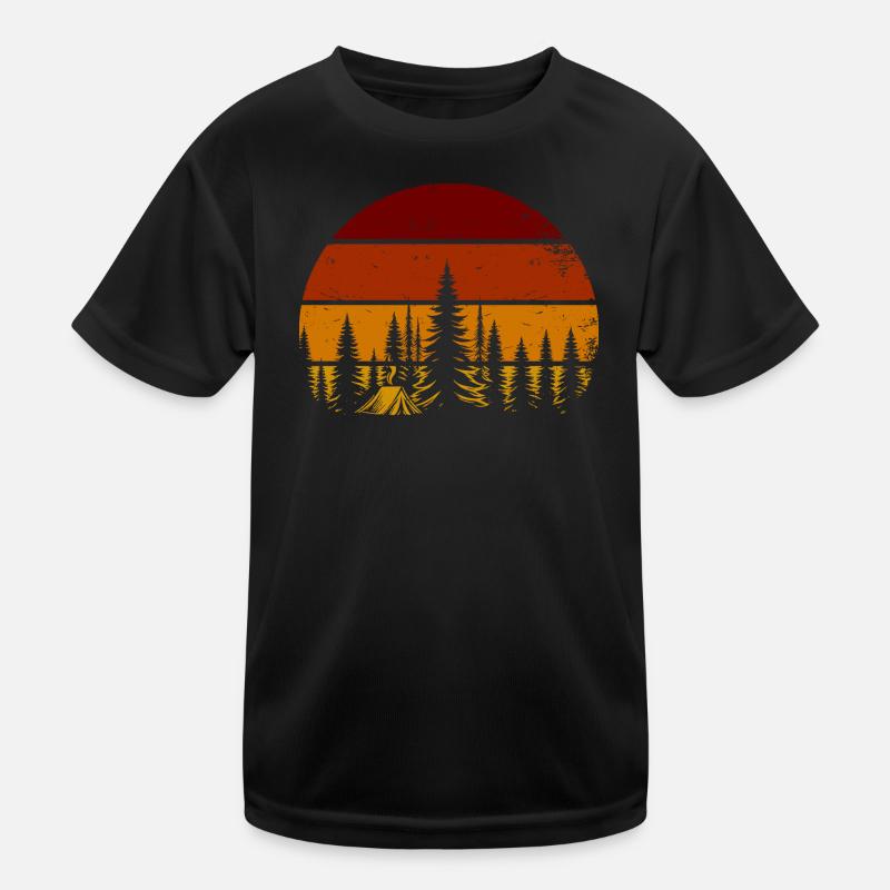 Coucher de soleil rétro dans la forêt – Ambiance camping T-shirt sport Enfant
