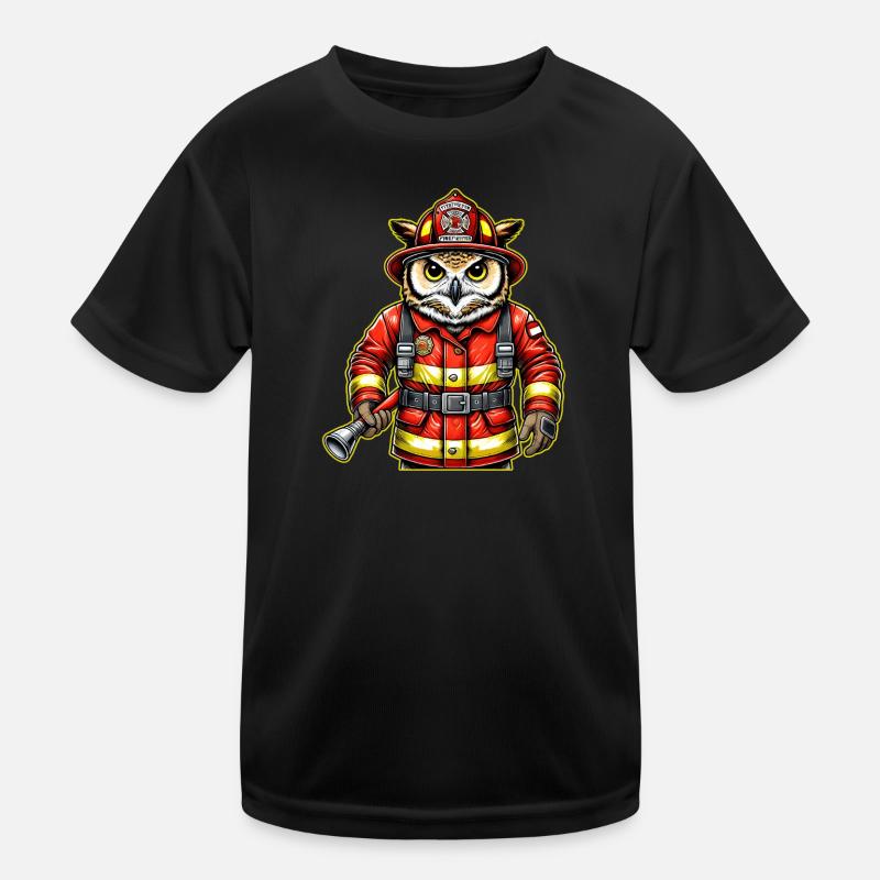 Feuerwehr-Eule – Mut trifft Weisheit Kinder Funktions-T-Shirt